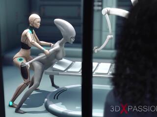 Perempuan seks filem android bermain dengan yang mahluk asing dalam yang sci-fi lab | xhamster