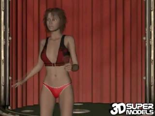 Luscious 3d marvellous model kitty tarian seductivelly on her red bikini